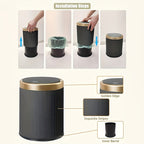 Luxury Bathroom Trash Can Oval Press Top Waste Bin Gold Lid - Image 4