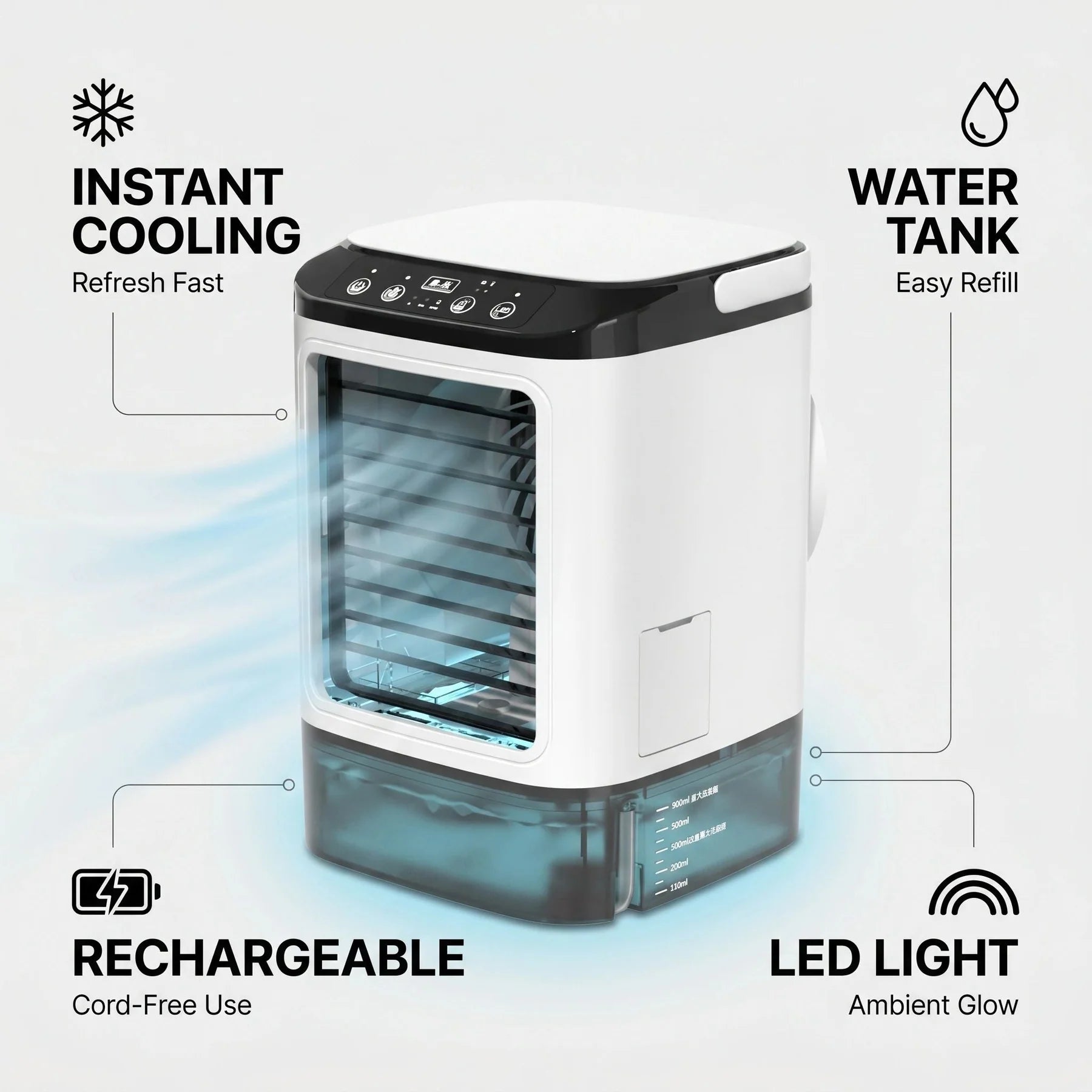 Portable Air Cooler Fan Bladeless Misting Cooler Ice Box USB Desk