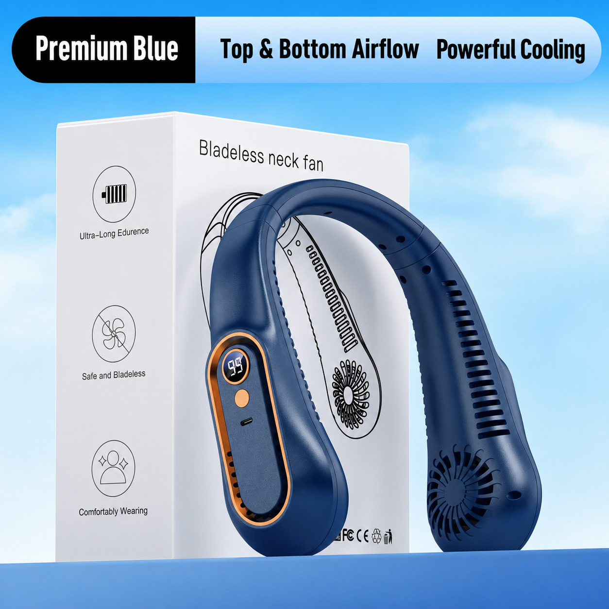 Bladeless Neck Fan Portable Rechargeable Hands Free 5 Speed Wearable Cooling