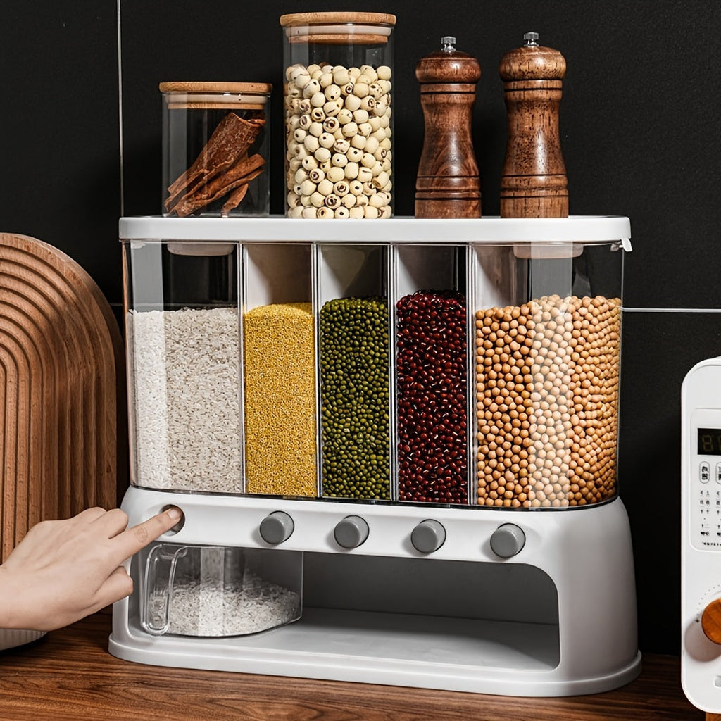 Airtight Pantry Organizer Multi Compartment Grain Rice Dry Food Dispenser