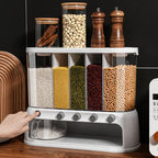 Airtight Pantry Organizer Multi Compartment Grain Rice Dry Food Dispenser