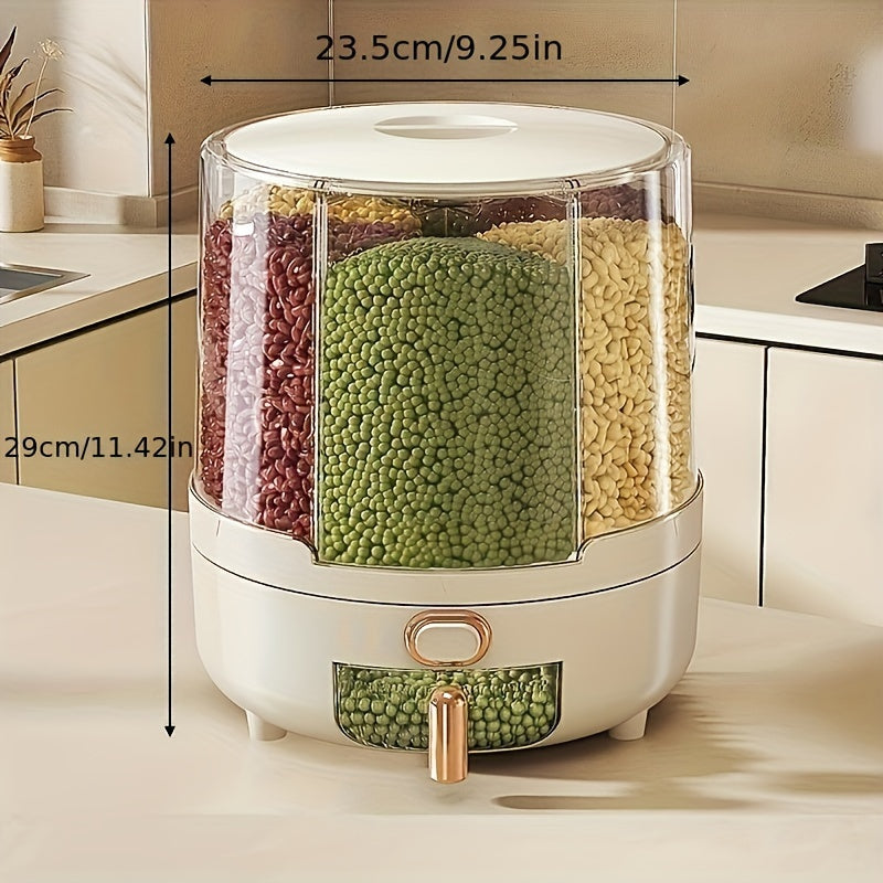 Airtight Food Storage Container Rotating Rice Cereal Dispenser Pantry Organizer - Image 6