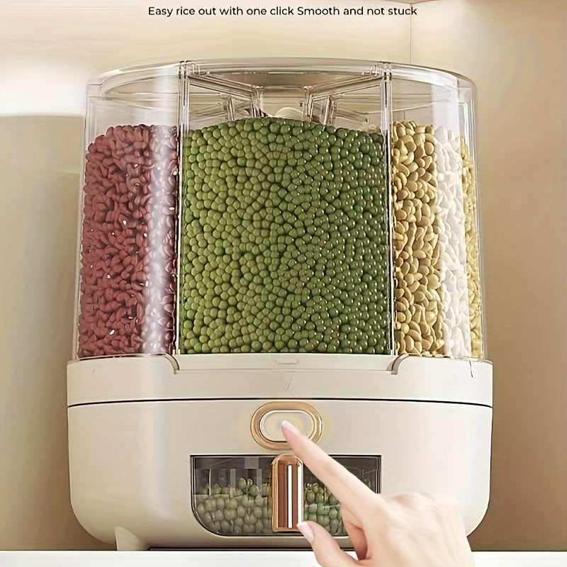 Airtight Food Storage Container Rotating Rice Cereal Dispenser Pantry Organizer - Image 2