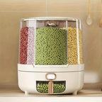 Airtight Food Storage Container Rotating Rice Cereal Dispenser Pantry Organizer - Image 3