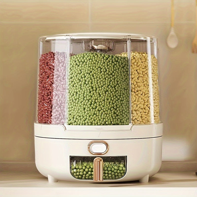 Airtight Food Storage Container Rotating Rice Cereal Dispenser Pantry Organizer - Image 3