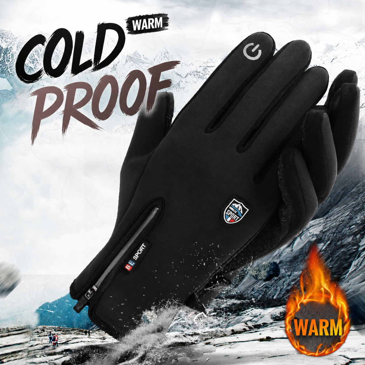 Waterproof Touchscreen Winter Gloves with Zipper Design