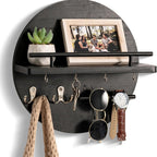 Wooden Key Holder Wall Mounted Entryway Organizer Shelf - Image 2