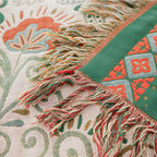 Boho Reversible Blanket Vibrant Floral Design with Tasselled Edges