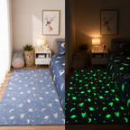 Magical Glow in the Dark Kids Rug with Moon and Star Design