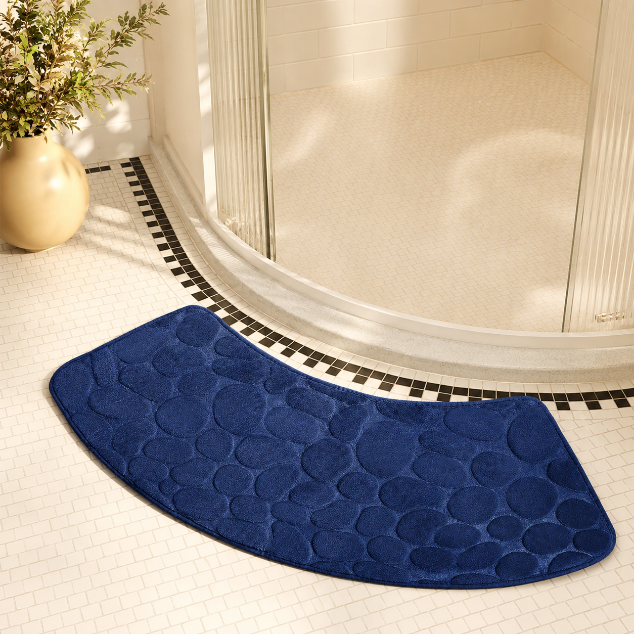 Curved Thickened Non-Slip Bath Mat for Shower and Toilet Floor