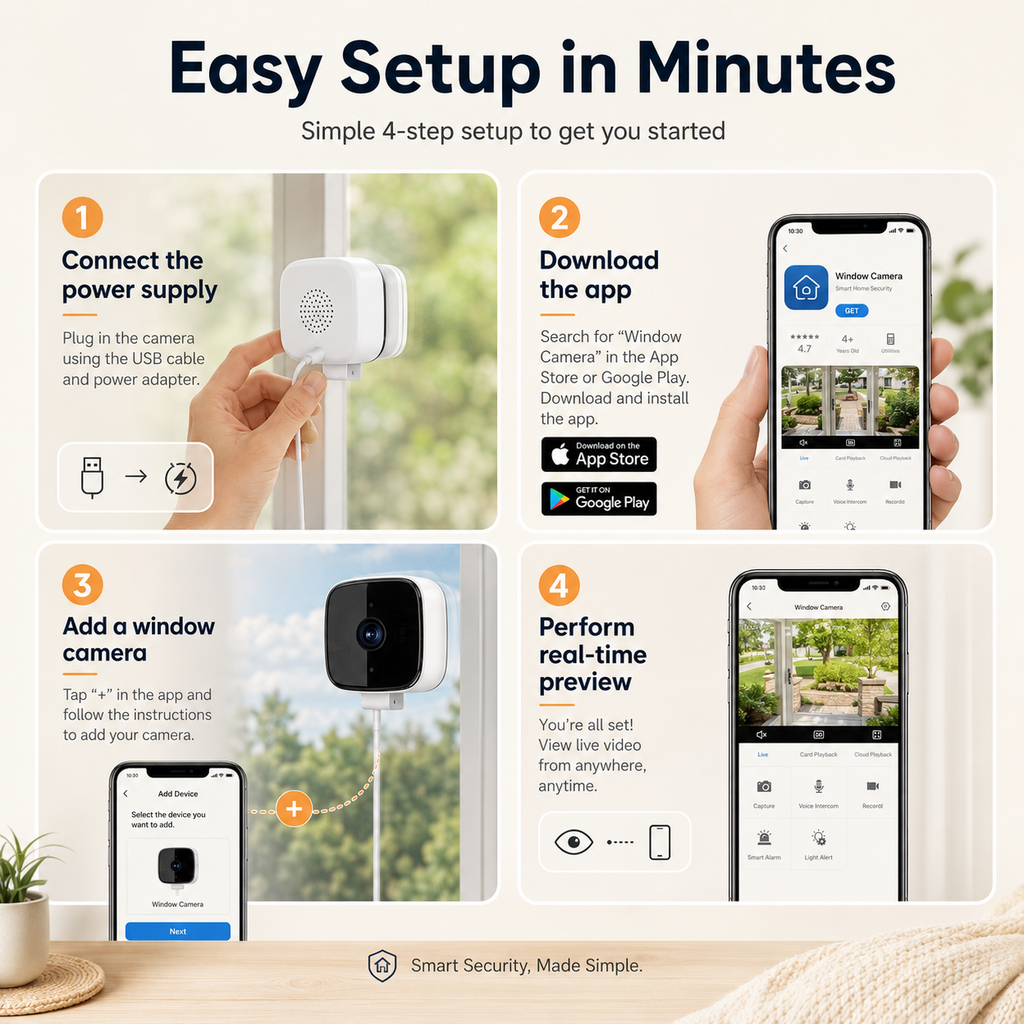 Bondilane — 1080P WiFi Window Security Camera with 32GB Card