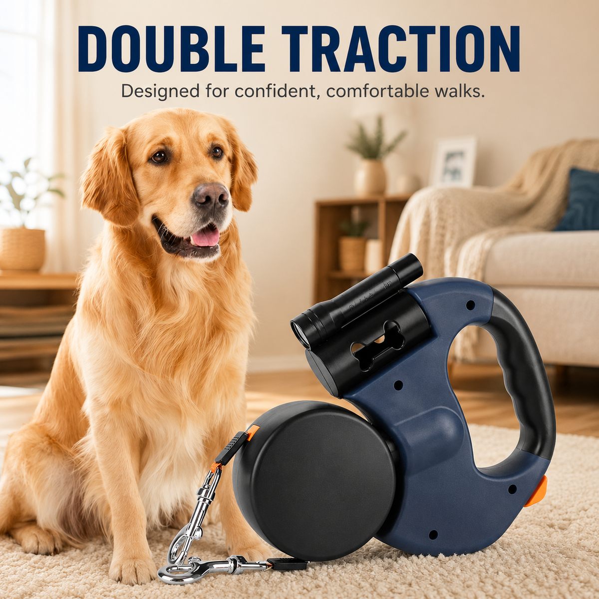 Bondilane — 10FT Dual Retractable Dog Leash with Flashlight