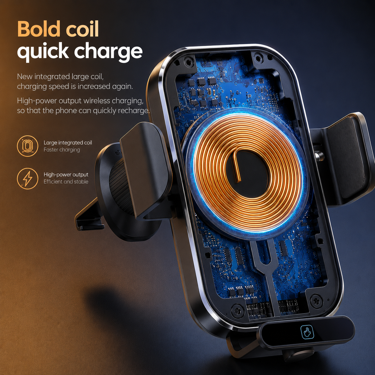 Bondilane — 15W Wireless Car Charger Mount with Auto Clamp