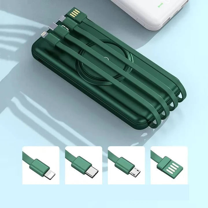 Bondilane — Portable Power Bank with Built-In Cables & Wireless Charging, 20000mAh