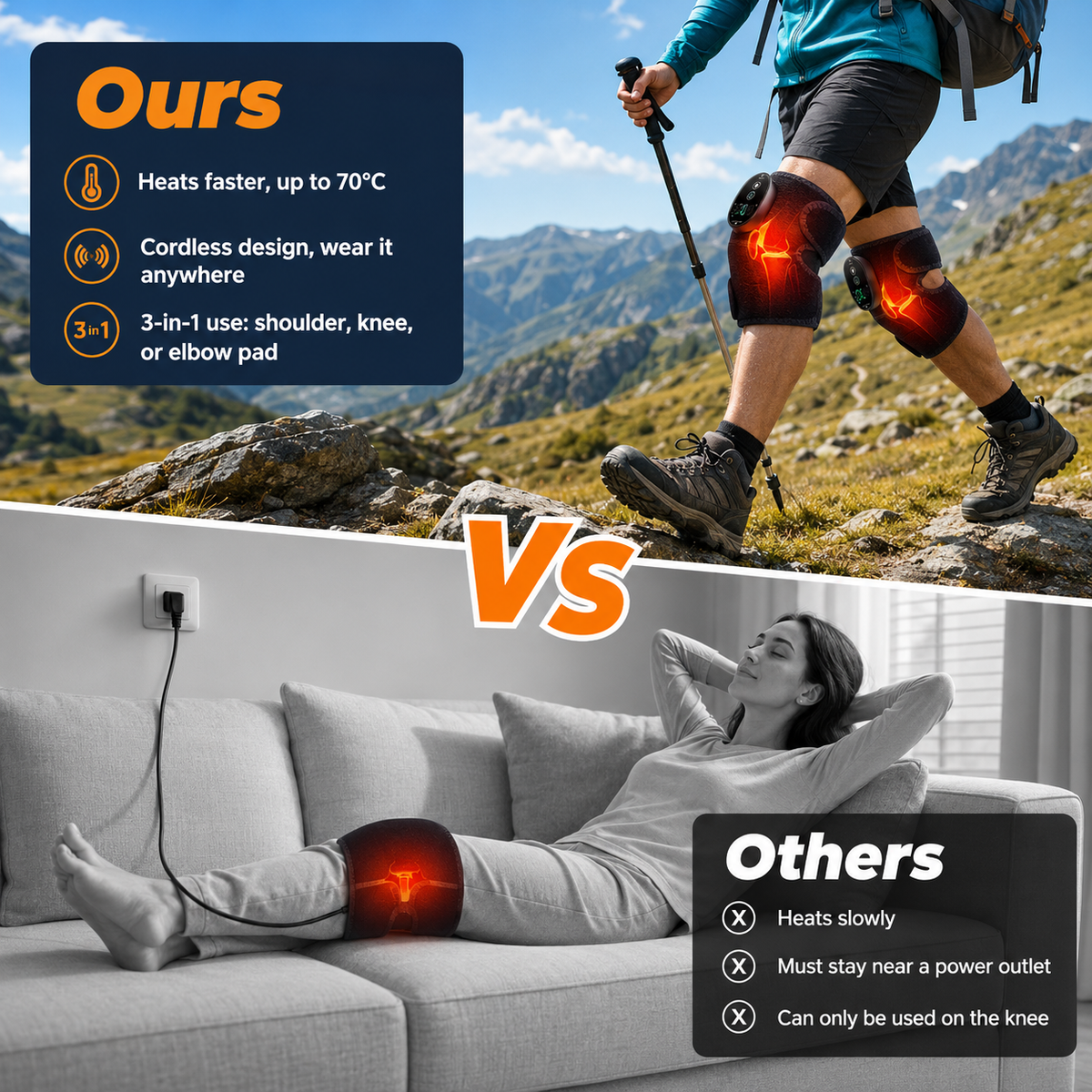 Bondilane — 3-in-1 Cordless Knee Heating Pad with Smart Temperature Control