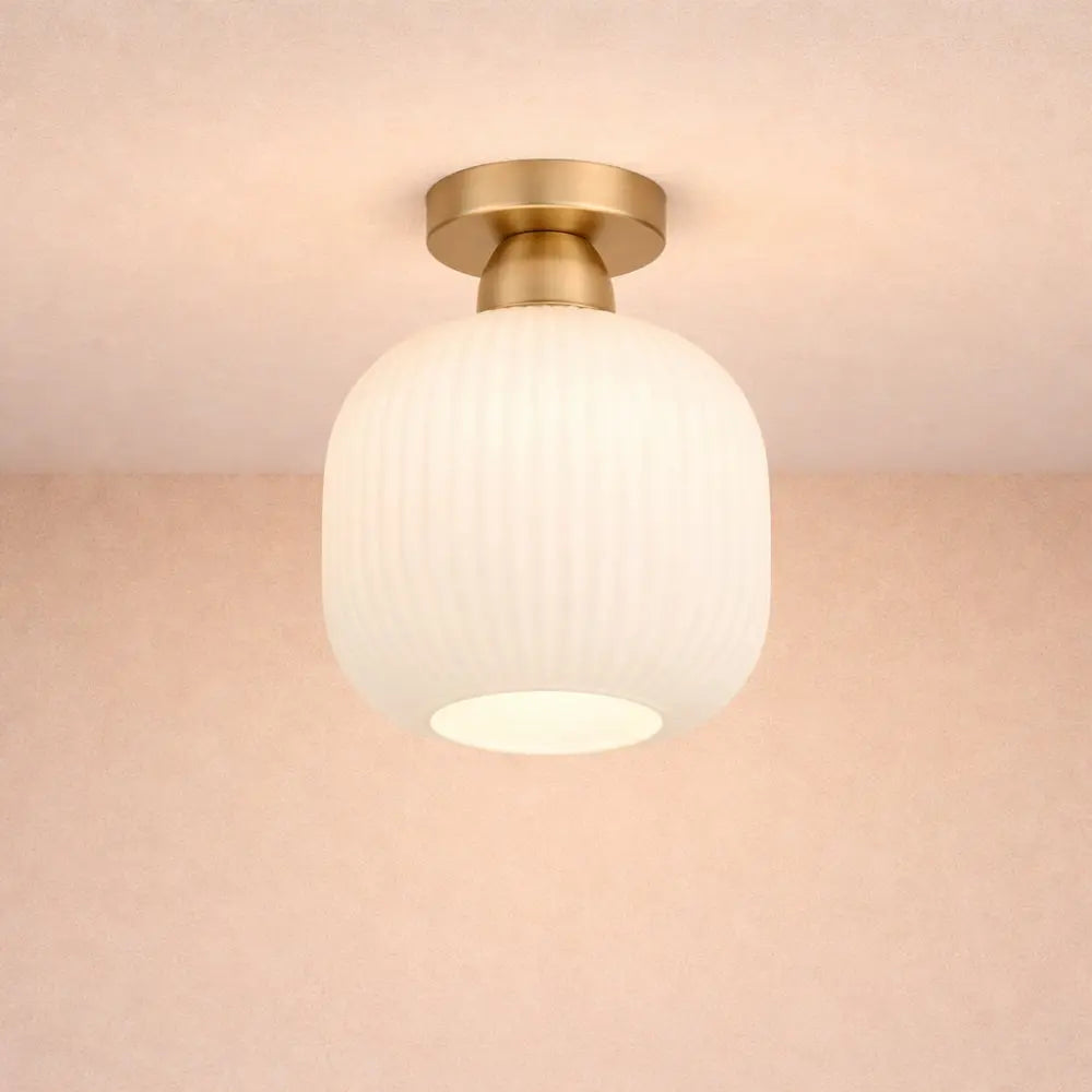 Bondilane — LED Ceiling Light Pleated Glass Gold Finish
