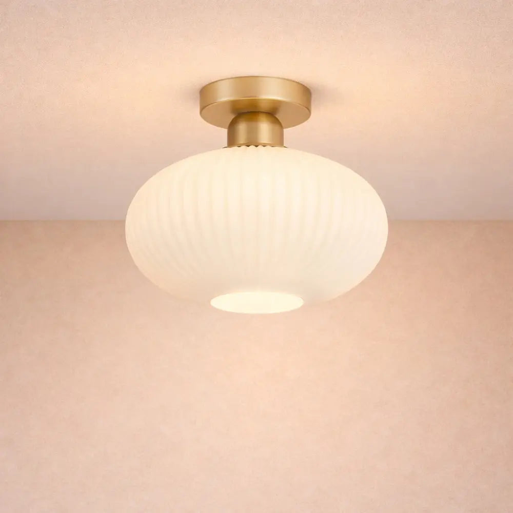 Bondilane — LED Ceiling Light Pleated Glass Gold Finish