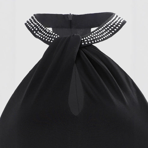 Bondilane — Black Bodycon Dress Sleeveless Rhinestone Club Mini Dress