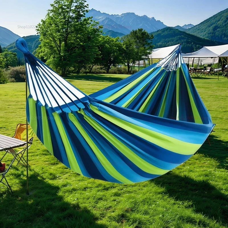 Bondilane — Canvas Hammock | Striped Double Swing Bed – Indoor & Outdoor Camping Hammock