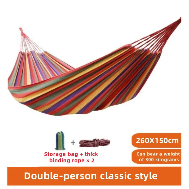 Bondilane — Canvas Hammock | Striped Double Swing Bed – Indoor & Outdoor Camping Hammock
