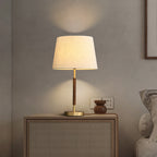 Bondilane — Classic Exquisite Brass Fabric Cylinder 1-Light Bedside Lamp For Home Interior