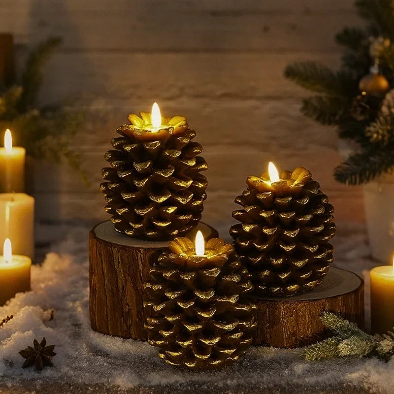 Bondilane — Cosy Artisan-inspired Flameless Pinecone LED Candles with Remote Timer