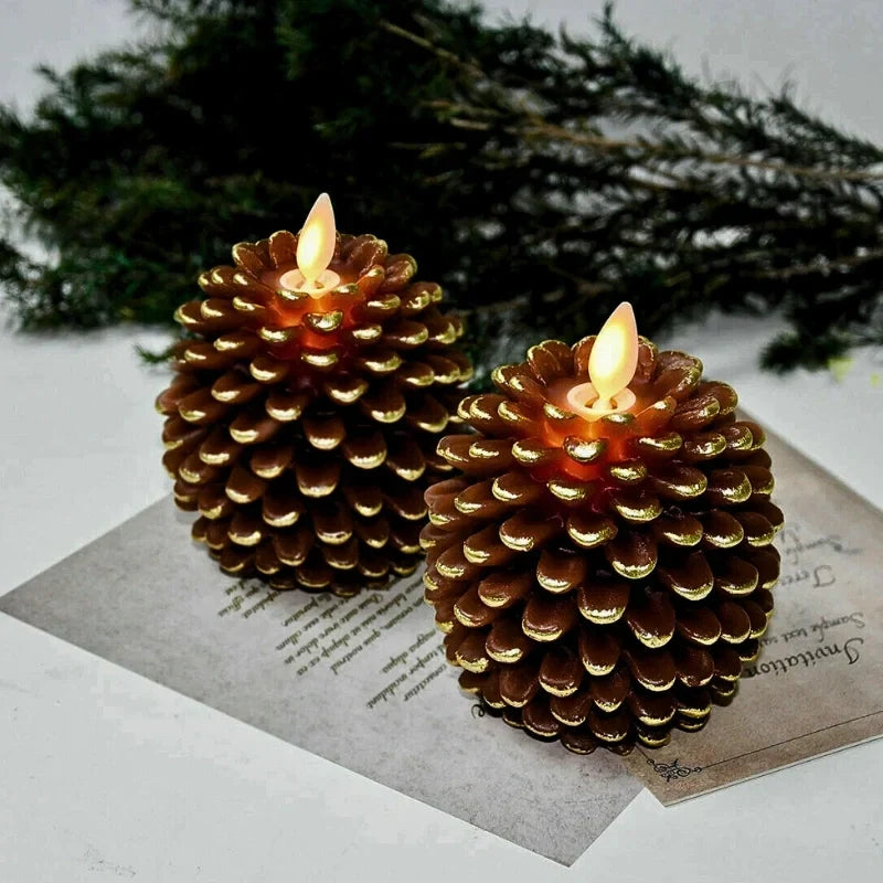 Bondilane — Cosy Artisan-inspired Flameless Pinecone LED Candles with Remote Timer