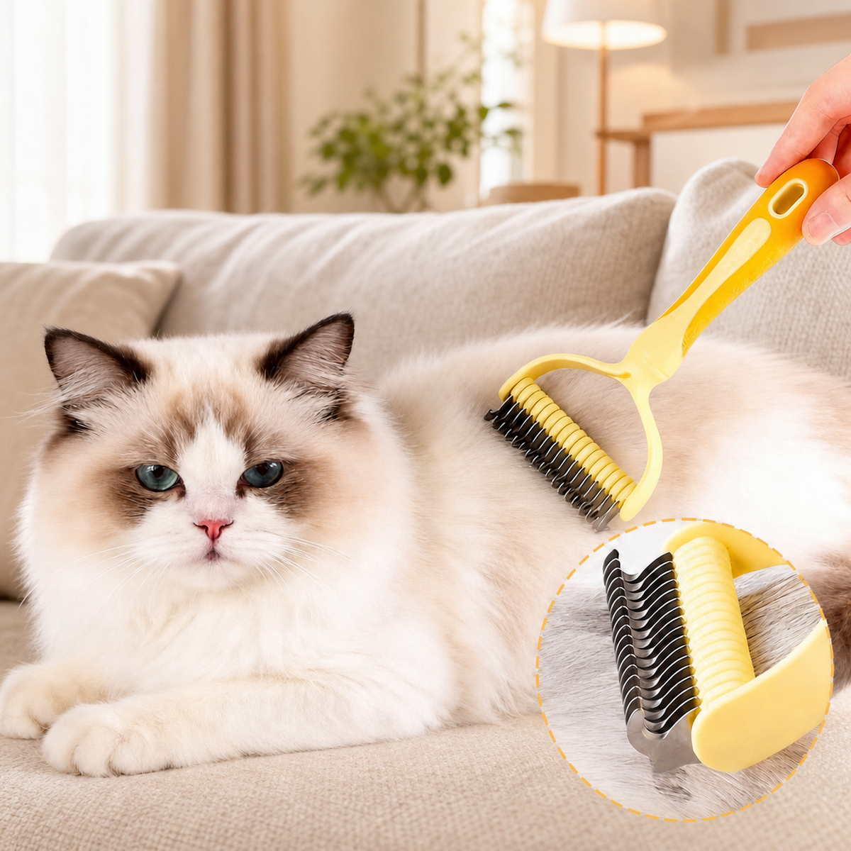 Bondilane — Dog Deshedding Tool Dual Sided Undercoat Dematting Rake Cats