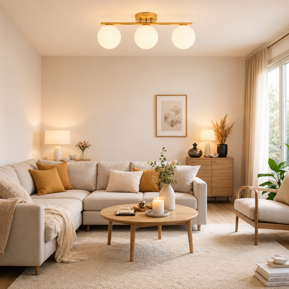 Bondilane — Opaline LED Ceiling Lamp with Globe Shades