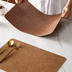 Bondilane — Faux Leather Placemats Waterproof Heat Resistant Double Sided Dining Table Mats