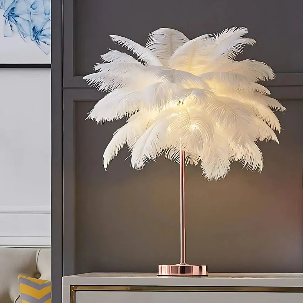 Bondilane — Feather Palm LED Bedside Table Lamp with Remote Control