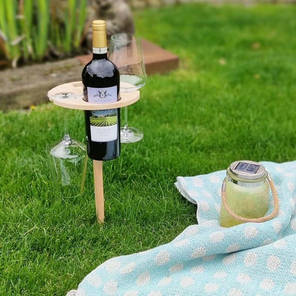 Bondilane — Foldable Picnic Wine Table Portable Outdoor Stand for Glasses & Bottle