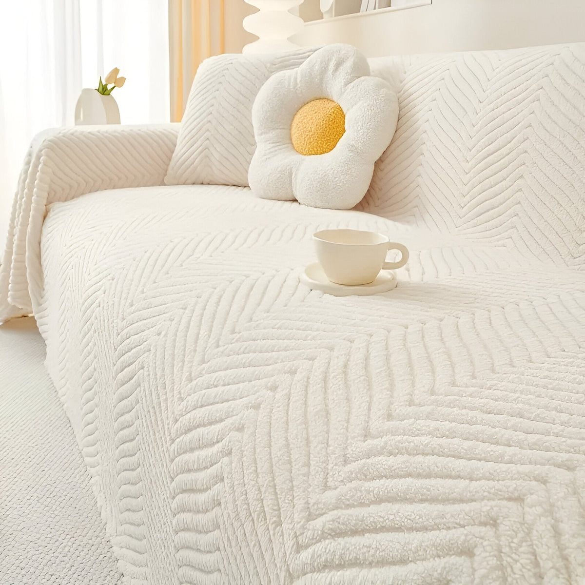 Bondilane — Geometric Subtle Non-Slip Sofa Cover - Protection Against Pet Hair, Scratches, and Stain