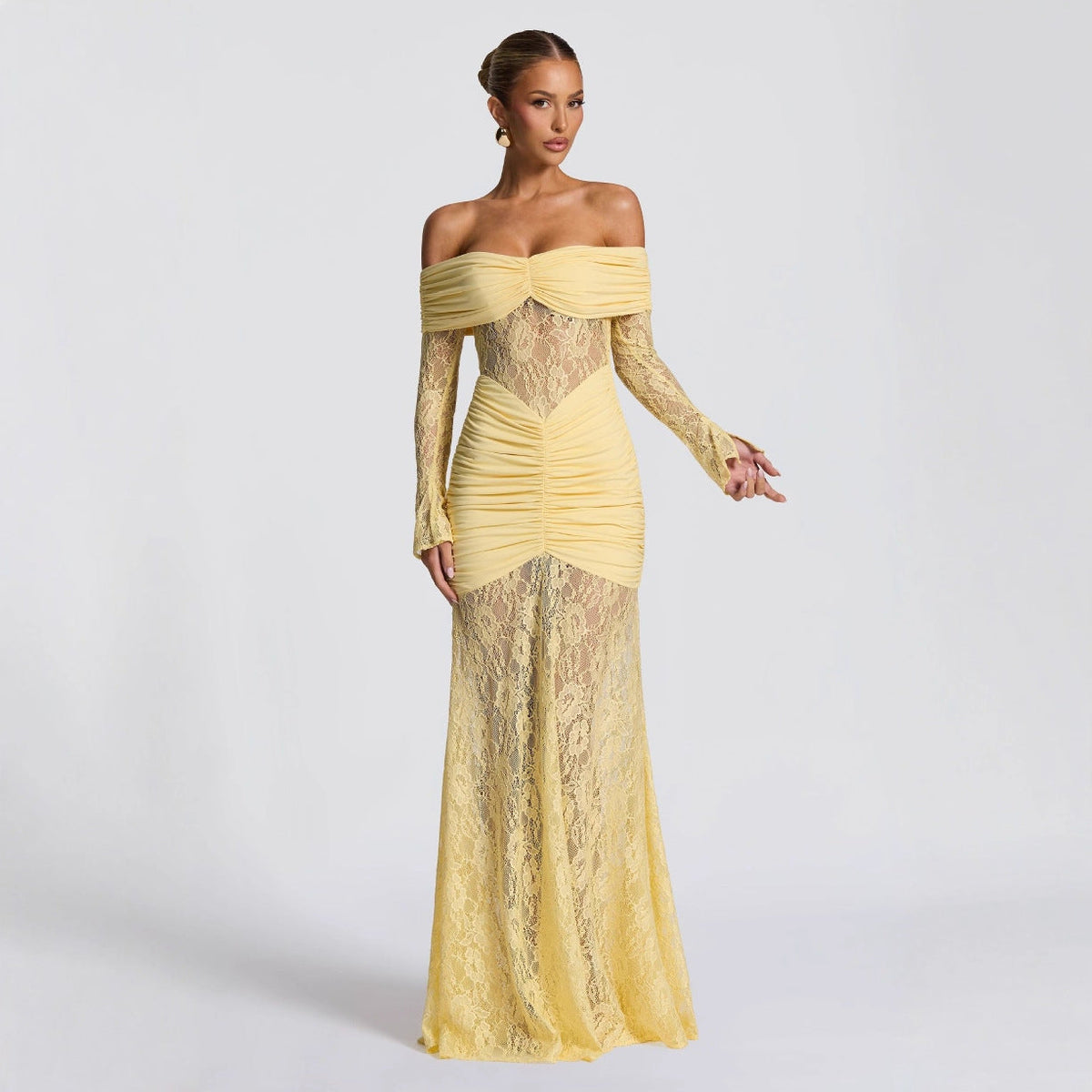 Bondilane — Halter Lace Maxi Dress Backless Sleeveless Bodycon Evening Gown