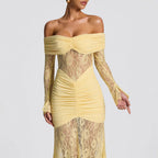 Bondilane — Halter Lace Maxi Dress Backless Sleeveless Bodycon Evening Gown
