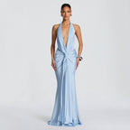 Bondilane — Halter Maxi Dress Backless Slit Sexy Summer Long Dress