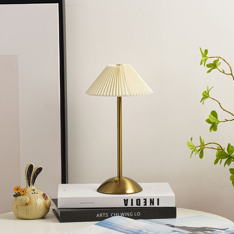 Bondilane — Brass Cone Fabric Table Lamp