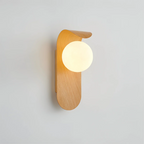 Bondilane — Modern Wood Effect LED Wall Light with Round Globe Shade