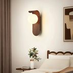 Bondilane — Modern Wood Effect LED Wall Light with Round Globe Shade