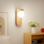 Bondilane — Modern Wood Effect LED Wall Light with Round Globe Shade