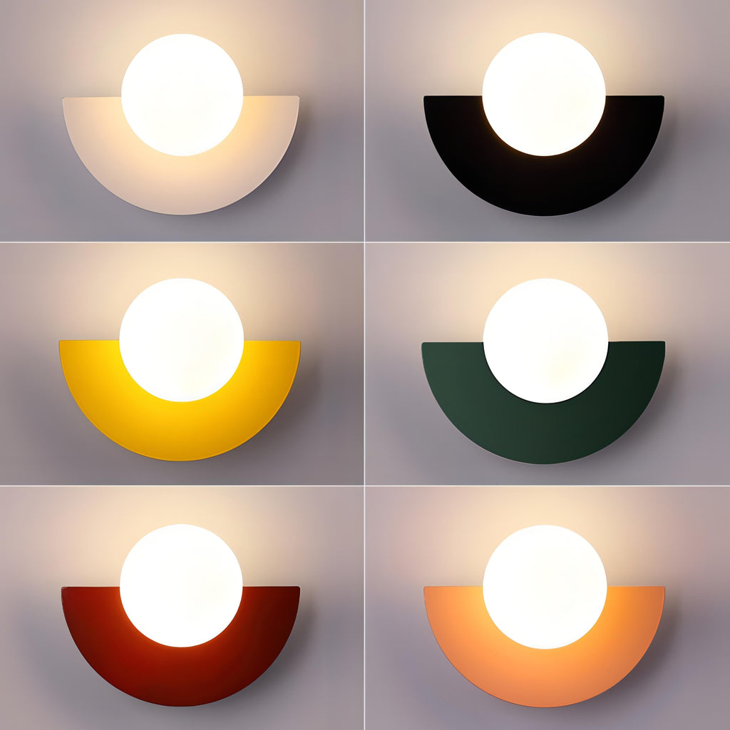 Bondilane — Modern Semicircle Wall Light with Round Glass Shade