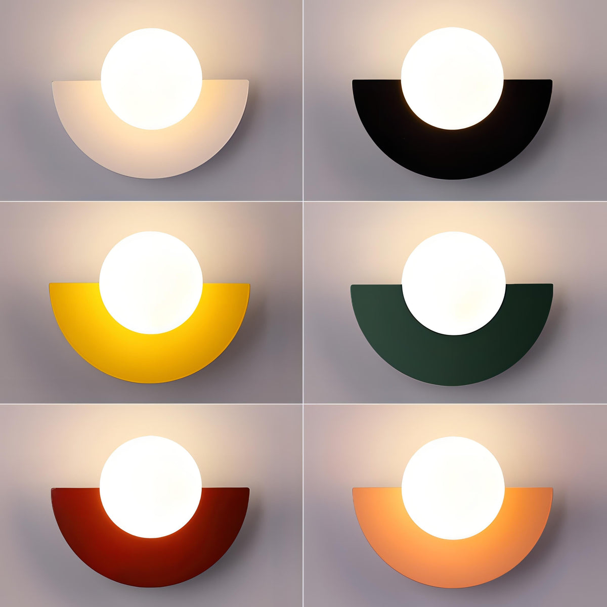 Bondilane — Modern Semicircle Wall Light with Round Glass Shade
