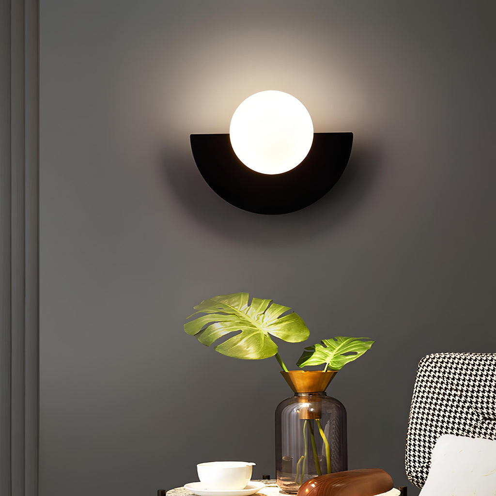 Bondilane — Modern Semicircle Wall Light with Round Glass Shade