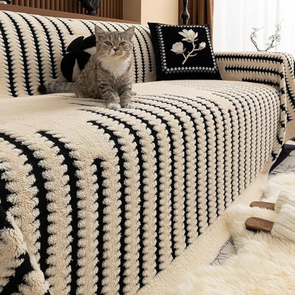 Bondilane — Plush Couch Protector Warm Comfort with Elegant Linear Design