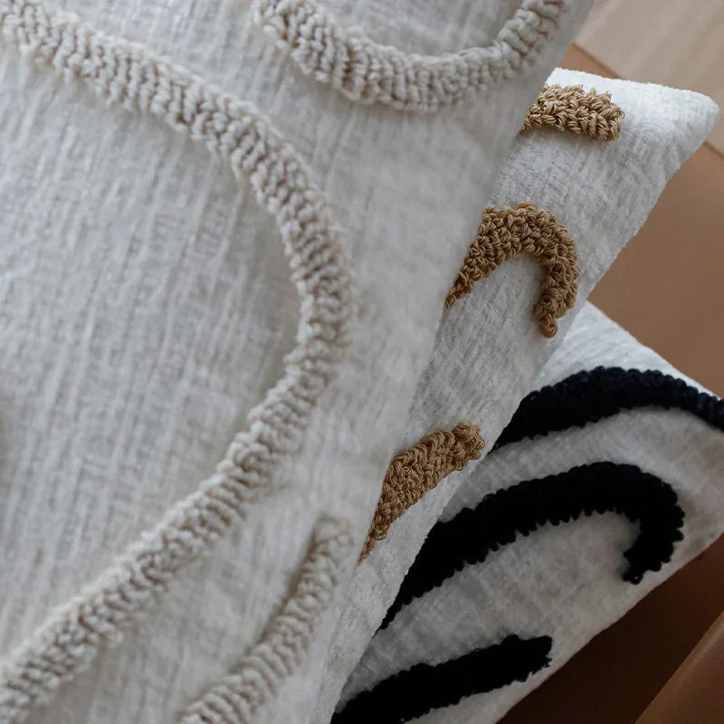 Bondilane — Boho Chenille Cushion Cover with Geometric Lines