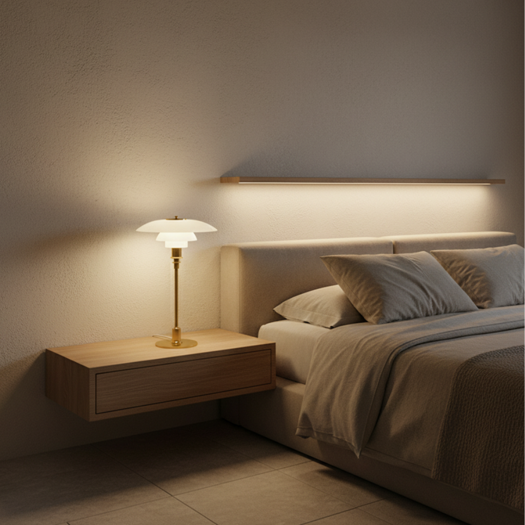 Bondilane — Scandinavian Bedside Table Lamp with Minimalist Glass Shade