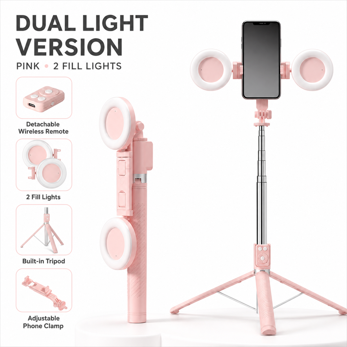 Bondilane — Selfie Stick Tripod Combo 65.7" Extendable Bluetooth Remote Phone Stand