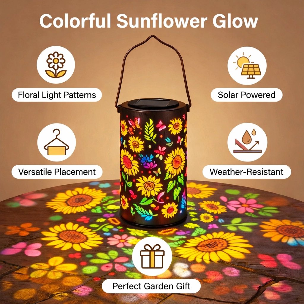 Bondilane — Solar Sunflower Garden Light Waterproof Outdoor Lantern Warm Glow Patio Decor