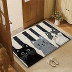Bondilane — Striped Cartoon Cat Rug Waterproof Soft Floor Mat