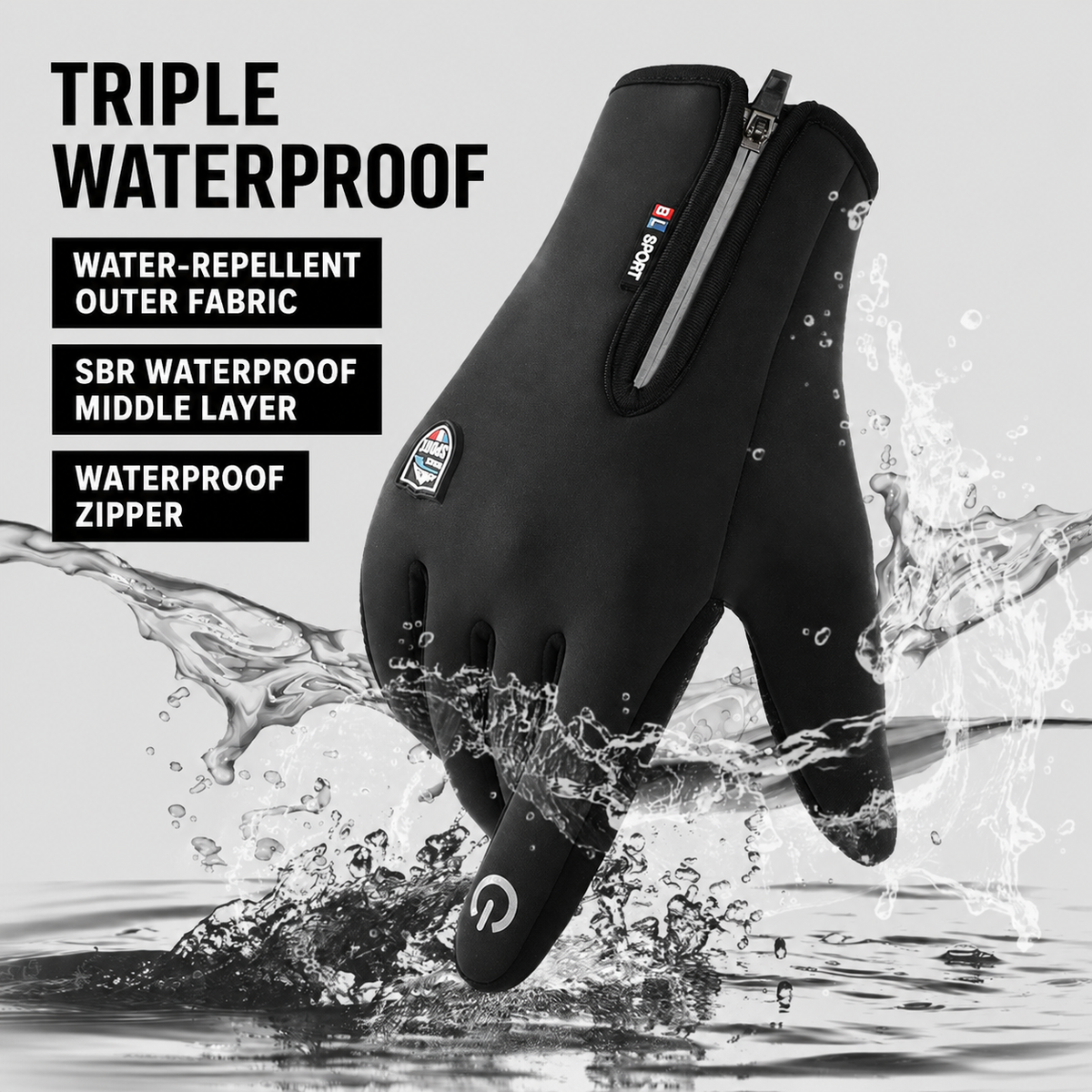 Bondilane — Waterproof Touchscreen Winter Gloves with Zipper Design